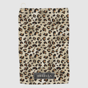 Toalla De Golf Estampado Animal Leopardo Con Hojalata Negra Falsa