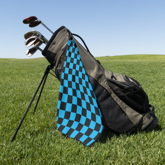 Toalla De Golf Estampado de cuadros azules y negros (Verde)