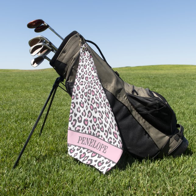 Toalla De Golf Estampado de leopardo animal gris rosa lindo (Verde)