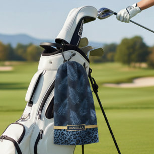Toalla De Golf Estampado Floral Tropical de Leopardo Azul Persona