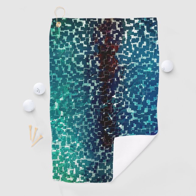 Toalla De Golf Estilo de mosaico azul circundante sobre vidrio ma (In situ)