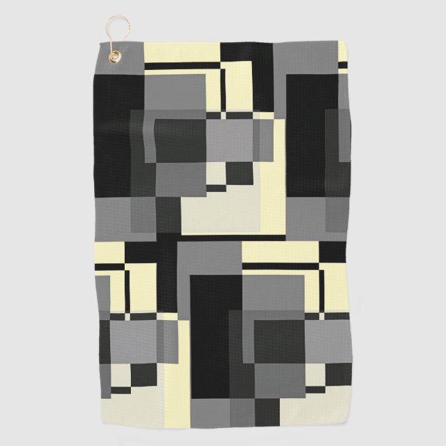 Toalla De Golf Estilo Mondriano Gris Amarillo Resumen Patrón mode (Anverso)