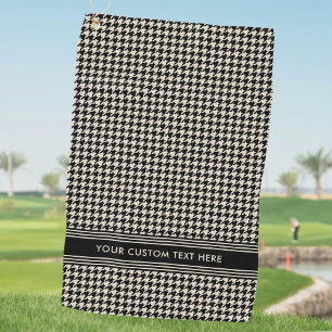 Toalla De Golf Estiloso Houndstoth Nombre del patrón Black Off-Wh