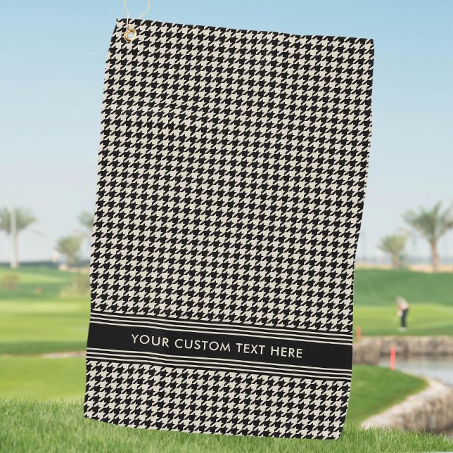 Toalla De Golf Estiloso Houndstoth Nombre del patrón Black Off-Wh (Subido por el creador)
