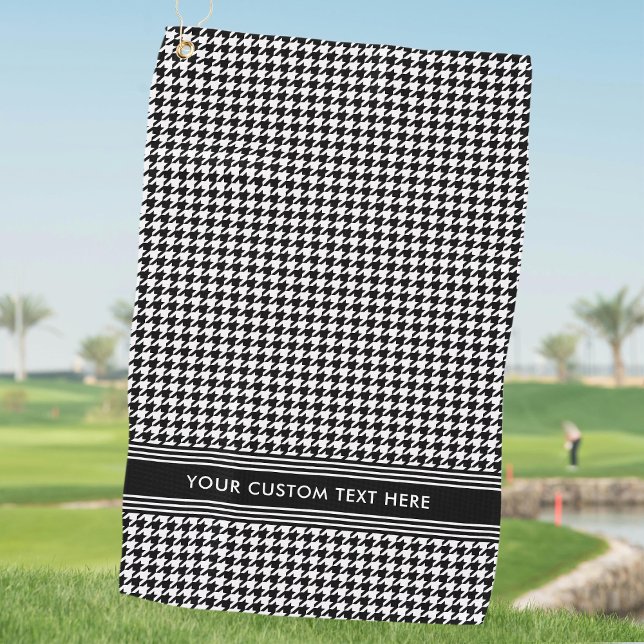 Toalla De Golf Estiloso Houndstoth Nombre del patrón Negro Blanco (Subido por el creador)