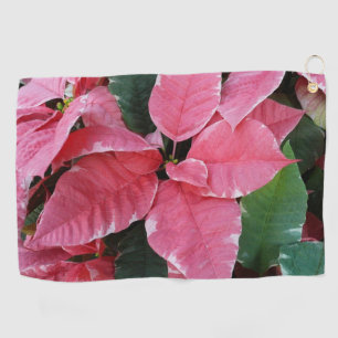 Toalla De Golf Estrella plateada de mármol Poinsettias Flor de va