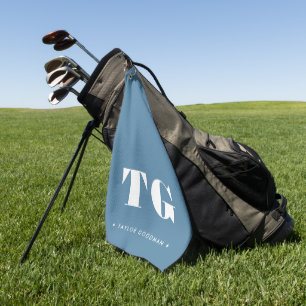 Toalla De Golf Estrellas de nombre azul de monograma moderno míni