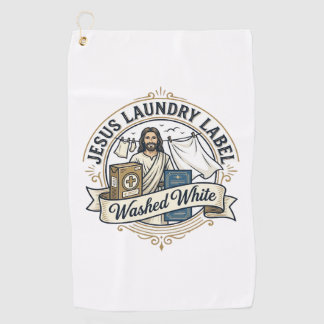 Toalla De Golf Etiqueta de lavandería de Jesús Lavado Blanco Jesú