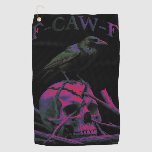Toalla De Golf F-Caw-F Funny Black Crow Bird (Anverso)