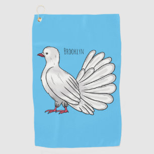 Toalla De Golf Fantail pigeon bird cartoon illustration 