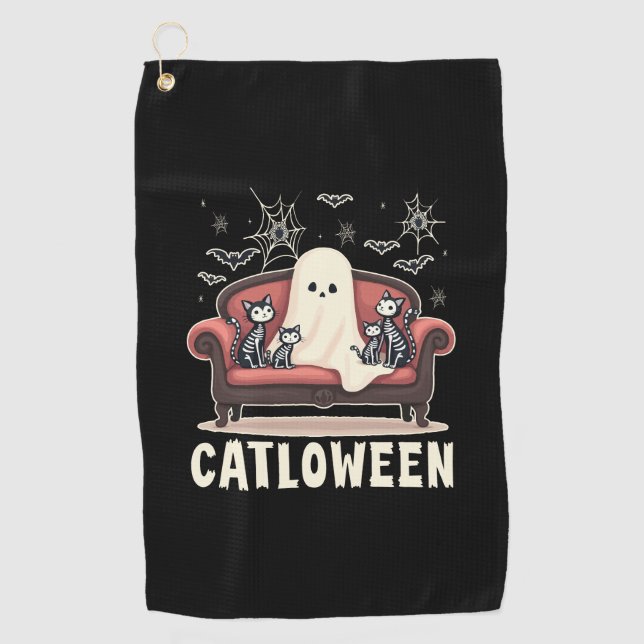 Toalla De Golf Fantasma de Catloween Halloween (Anverso)