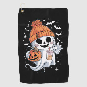 Toalla De Golf Fantasma Lindo Bebiendo Café Halloween Café Helado