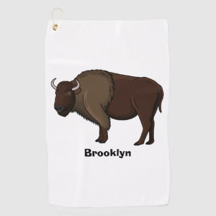 Toalla De Golf Feliz ilustracion de búfalo de bisonte americano