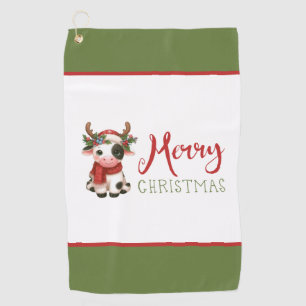 Toalla De Golf Feliz Navidad linda vaca
