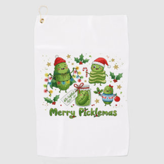Toalla De Golf Feliz Picklemas Personajes de Pepino Navidad 