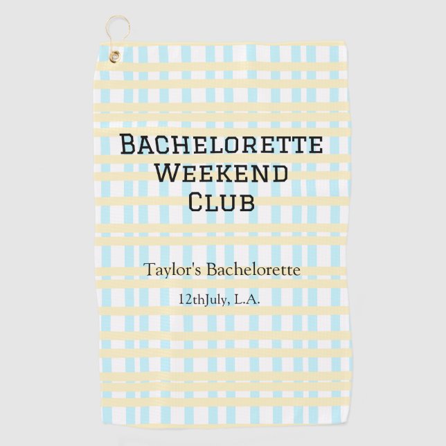 TOALLA DE GOLF FIN DE SEMANA RETRO DE SOLTERA CLUB AZUL AMARILLO  (Anverso)