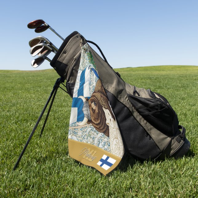 Toalla De Golf Finlandia Golf, Monograma, Oso Viking, Fox Ártica (Verde)