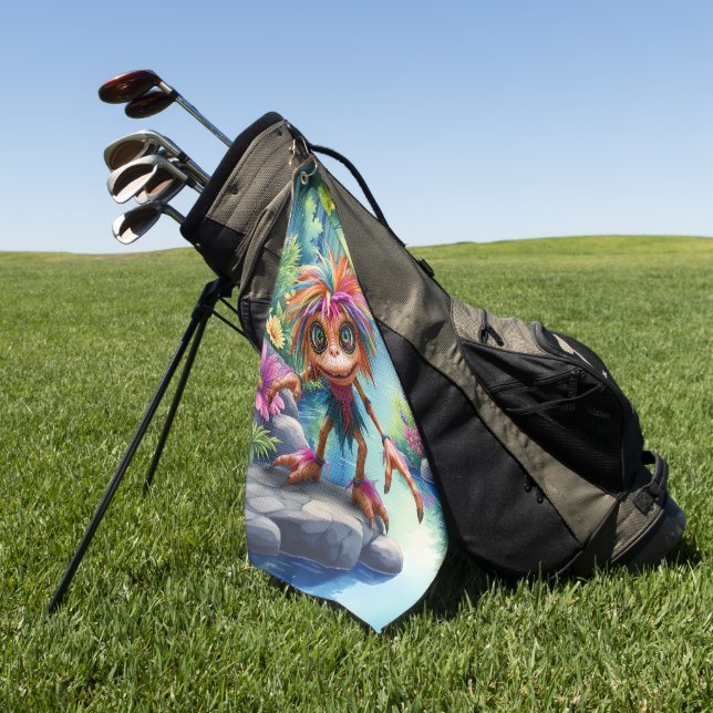 Toalla De Golf Fizzwiggle el duende travieso del arcoíris. (Verde)