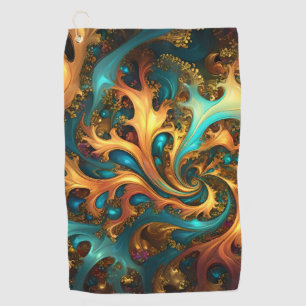 Toalla De Golf Flamas de color: Verde azulado, dorado, danza frac