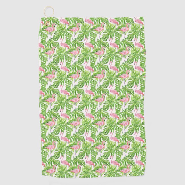 Toalla De Golf Flamenco Rosa Tropical (Anverso)
