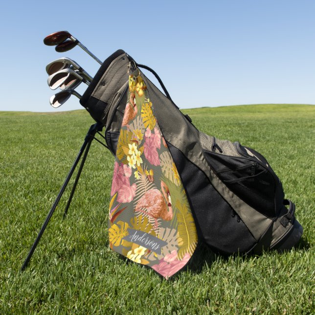 Toalla De Golf Flamingo Garden Dark Gray (Verde)