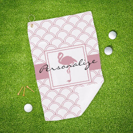 Toalla De Golf Flamingo rosa de la banda de onda Art Deco