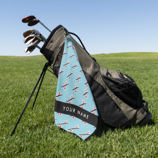 Toalla De Golf Flor de cerezo, sakura rosada, tu nombre (Verde)