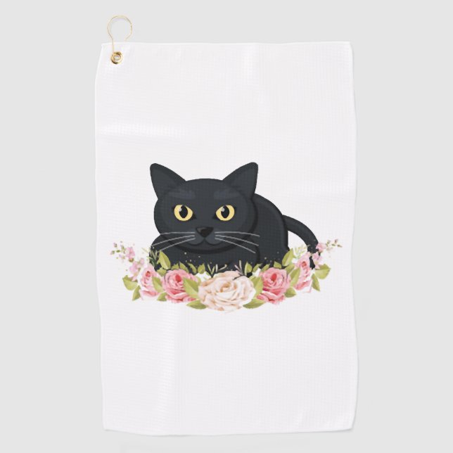 Toalla De Golf flor de gato negro (Anverso)