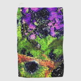 Toalla De Golf Flor de lino y hojas envejecidas en mosaico esculp