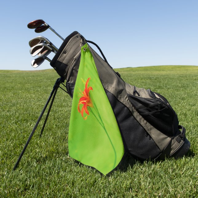 Toalla De Golf Flor roja (Verde)