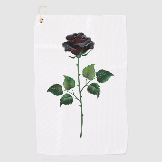 Toalla De Golf Flor rosa negra (Anverso)