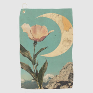Toalla De Golf Flor rosa y luna creciente