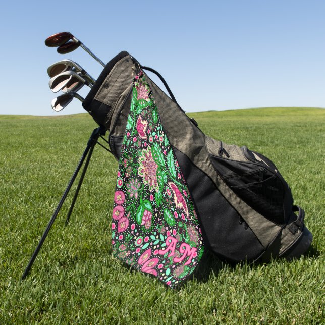 Toalla De Golf Flor silvestre Lady Slipper Personalizada (Verde)