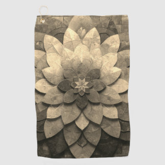 Toalla De Golf Flor texturizada de arte antiguo de Mandala dorada