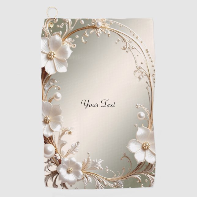 Toalla de Golf Floral Blanca Ornata (Anverso)