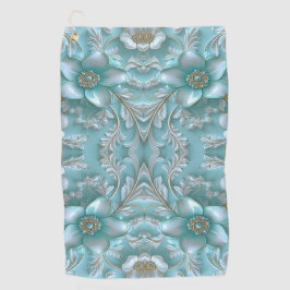Toalla de golf floral blanca verde azulada