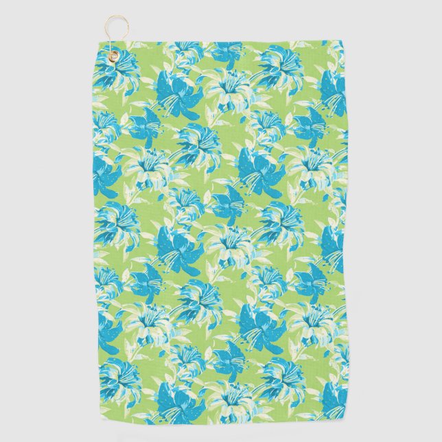 Toalla De Golf Floral de lirio suave verde azul (Anverso)