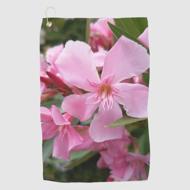 Toalla de golf floral de oleandro rosa (Anverso)