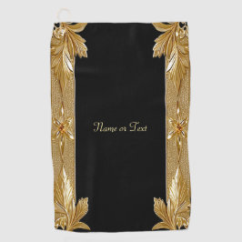 Toalla de golf floral Gold Black Ornate
