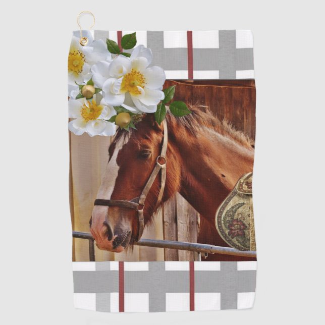 Toalla de golf Floral Horse (Anverso)