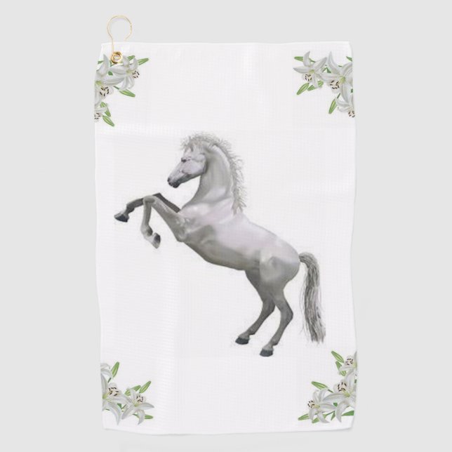 Toalla de golf Floral White Horse (Anverso)