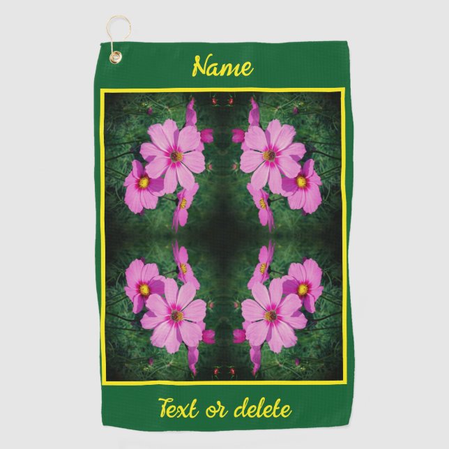 Toalla De Golf Flores Cosmos rosas abstractas personalizadas (Anverso)