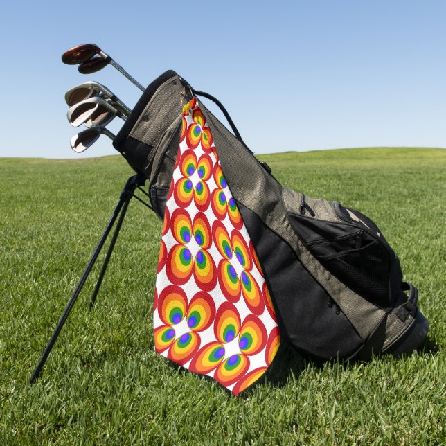 Toalla De Golf Flores de Arcoíris Trippy (Verde)