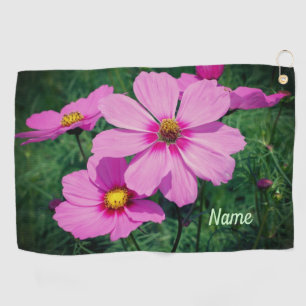 Toalla De Golf Flores de Cosmos Rosas Personalizadas