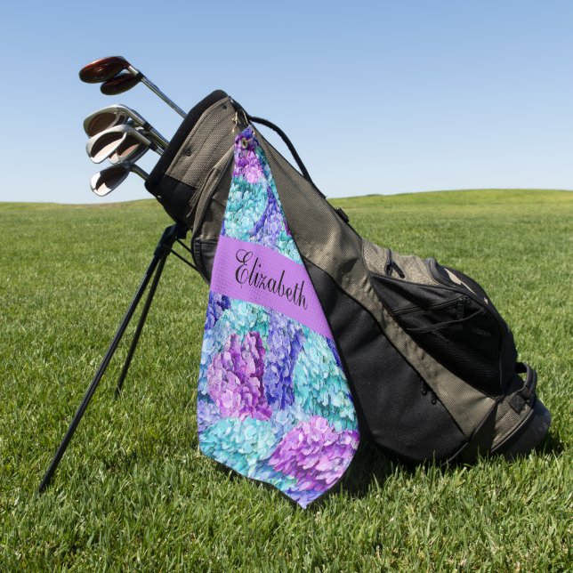 Toalla De Golf Flores de hidrangea magníficas, personalizables (Verde)
