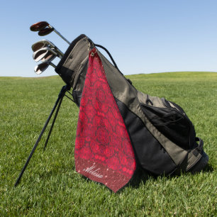 Toalla De Golf Flores de rosa roja con gotas de lavado - personal