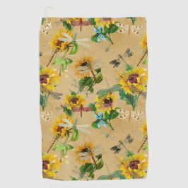 Toalla De Golf Flores de vintage y libélulas