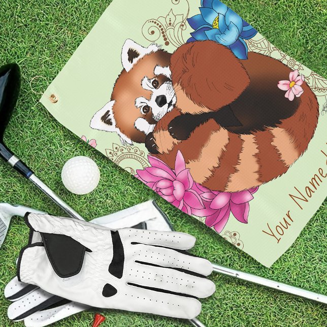 Toalla De Golf Flores Red Panda Lotus Henna (Subido por el creador)