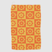 Flores Retro Hippie en Cuadros Amarillos y Naranja