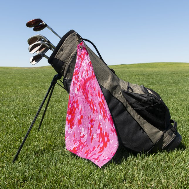 Toalla De Golf Flores rojas de bonito (Verde)